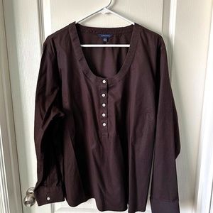 LANDS END 2X DEEP BROWN TUNIC